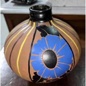 Mael: Art Nouveau Ceramic Ball Vase With Painted Decorations