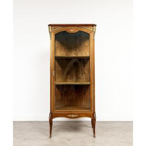 Louis XV Style 3-sided Glass Display Case In Mahogany And Gilded Bronze, 19th Century