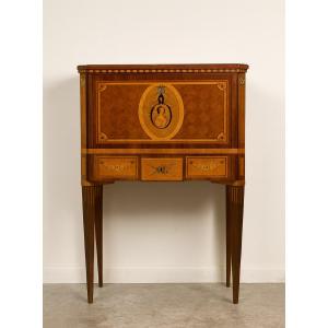 Bargueno Louis XVI Style Secretary Cabinet In Precious Wood Marquetry