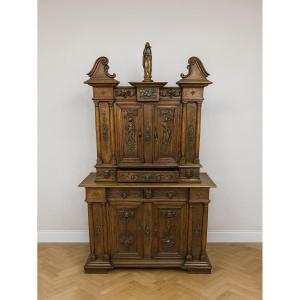 Attributed To La Maison Ribaillier: Bellifontain Cabinet In Oak And Marble
