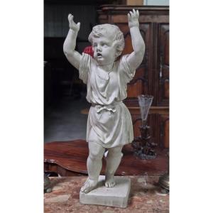 Very Large Plaster Sculpture: Putto With Raised Arms