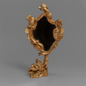 After Gabriel Viardot: Mirror With Dragon In Gilded Wood 