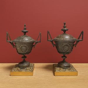 Pair Of 19th Century Bronze Cassolettes