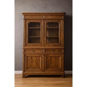 Louis Philippe Period Bookcase Buffet In Walnut