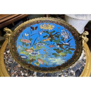 Asia 19th Century: Cloisonné Cup On Gilt Bronze Heel