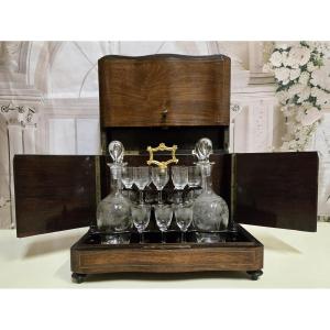 Rosewood Liquor Cabinet With Gilded Brass Inlays