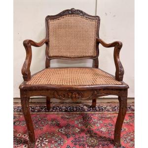 Louis XV Period Office Chair In Carved Walnut