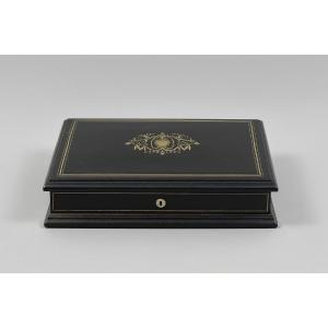 Ebony And Mahogany Box With Noble Material Inlays, Napoleon III Period