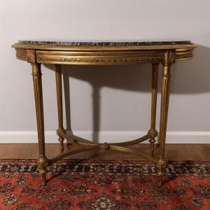 Louis XVI Style Pedestal Table In Gilded Wood