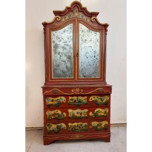 Venetian Louis XV Style Library Cabinet In Lacquered Wood