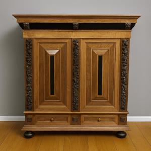 Dutch Renaissance Style Cushion Cabinet In Solid Wood