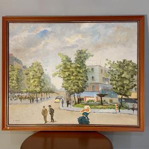 Jc Perot: Large Oil On Canvas "place Pigalle"