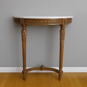 Louis XVI Style Half-moon Console Table In Carved Wood