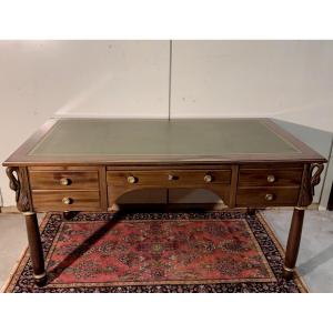 Empire Style Centerpiece Minister Desk With Swan Necks In Mahogany