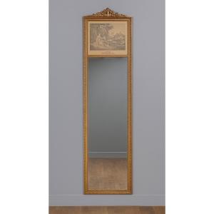 Louis XVI Style Trumeau Mirror In Carved Wood