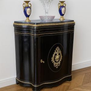 Curved Side Table In The "boulle" Style, Napoleon III Period