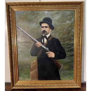 English School, Late 19th Century: Large Oil On Canvas "the Hunter"