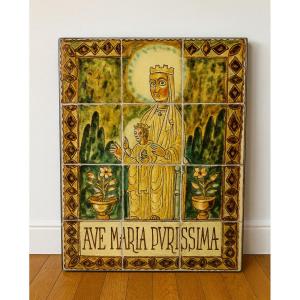 Large Glazed Ceramic Bas-relief 