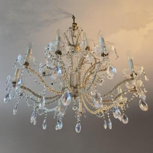 Murano: Very Large Crystal Chandelier With Pendants 