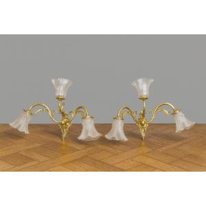Pair Of Gilt Bronze Wall Sconces