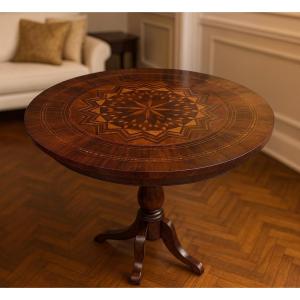 A Marquetry Pedestal Table From The Charles X Period