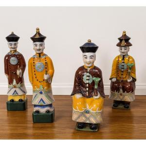 Four Faience Statues Of Mandarin Dignitaries, China, Second Half Of The 20th Century