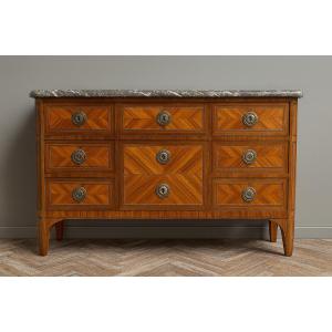 Louis XVI Period Commode In Precious Wood Marquetry