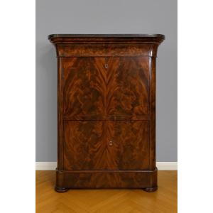 Restoration Period Secretary Desk In Flamed Mahogany