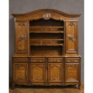 Large Louis XV Style Sideboard In Walnut And Elm