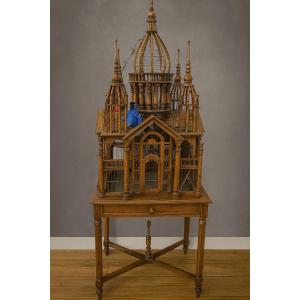 Large Architectural Wooden Aviary – Cabinetmaking From The First Half Of The 20th Century