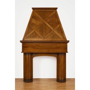 Important Architectural Fireplace Made Of Solid Wood, Dating From The 19th Century