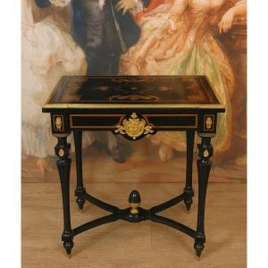 "boulle" Marquetry Courtesy Table From The Napoleon III Period