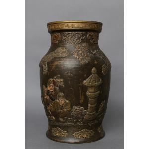 19th Century Asia: Signed Japanese Terracotta Vase, Meiji Period