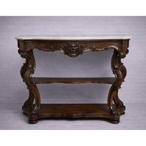 Large Italian Mahogany Console Table From The Charles X Period