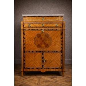 Louis XVI Period Secretary In Precious Wood Marquetry 