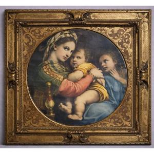 Raphael's Madonna Della Sedia: Hand-carved Photograph From The Late 19th Century