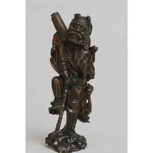 Chinese Carved Wooden Statue – Immortal / Taoist Sage – 19th Century