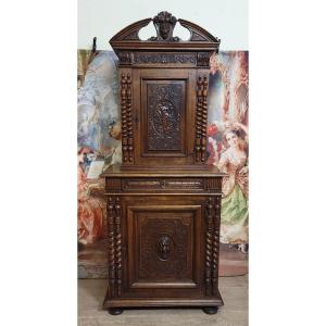 Antique Piece Of Furniture In Finely Carved Solid Walnut, In The Renaissance Style