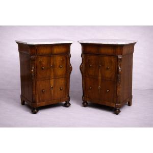 Rare Pair Of Italian Charles X Period Mahogany State Furniture