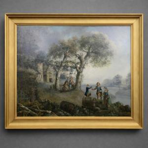 Lively Rural Scene – European School, Late 18th Century – Pastoral Scene
