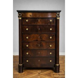 Empire Period Week Organizer, Early 19th Century, In Flame Mahogany