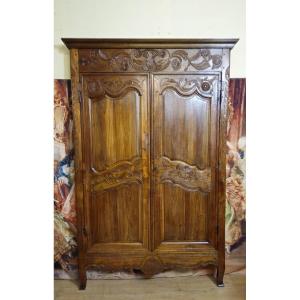 Louis XV Period Wardrobe Front, Solid Wood Architectural Elements, Richly Carved