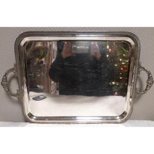  Silver-plated Metal Serving Tray With Handles, Neoclassical Decoration 