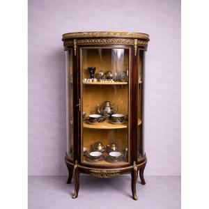 Louis XV/napoleon III Style Display Cabinet In Mahogany And Gilt Bronze – Late 19th Century 
