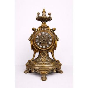 Antique Baroque/napoleon III Style Clock, Richly Decorated With Raised Decorative Motifs