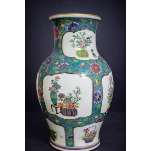 Porcelain Vase With Floral Decoration – Asian Style – 20th Century  