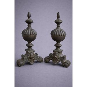 Pair Of Bronze Marmoset Andirons 