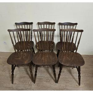 Set Of 6 Wooden Chairs – Bistro Style – Western / Vintage  
