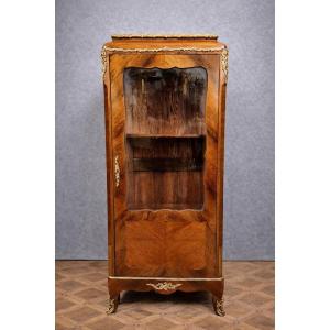 Antique Louis XV/transition Style Display Cabinet – Marquetry Wood And Bronzes  