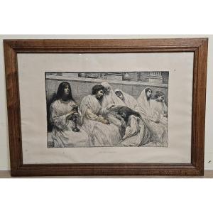 Large Framed Antique Print – The Ten Virgins - 112 X 78 Cm